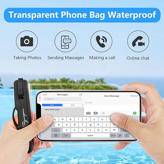 Waterproof Phone Pouch Bag - 7.5in Waterproof Phone Case for Beach Travel, IPX8 Cellphone Dry Bag with Lanyard for iPhone 16 15 14 Pro Max Galaxy S25+ S24+ Pixel 10 Pro, Cruise Essentials 2025