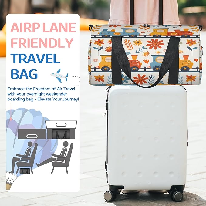 Train Travel Duffle Bag for Women Men, Overnight Weekender Bag, Carry on Tote for Sport Gym