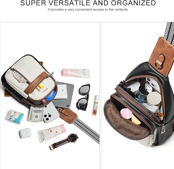 7L Sling Bag For Women Men Backpack Fanny Pack Crossbody Chest Travel Shoulder Belt Bags Purse Handbag PU Leather