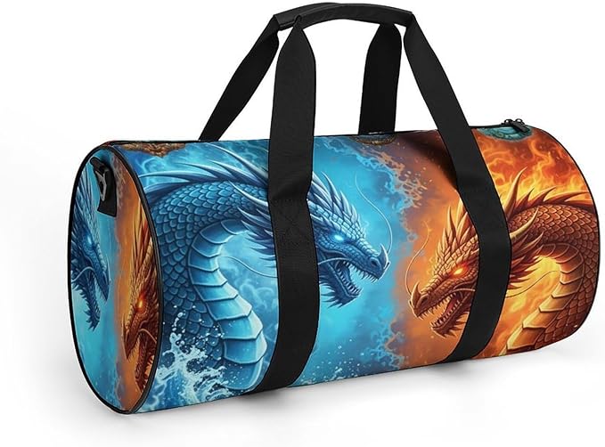 Basketball Football Weekender Bag Dance Sports Gymnastics Bag Lightweight Travel Sports Bags (Water Fire Dragon)