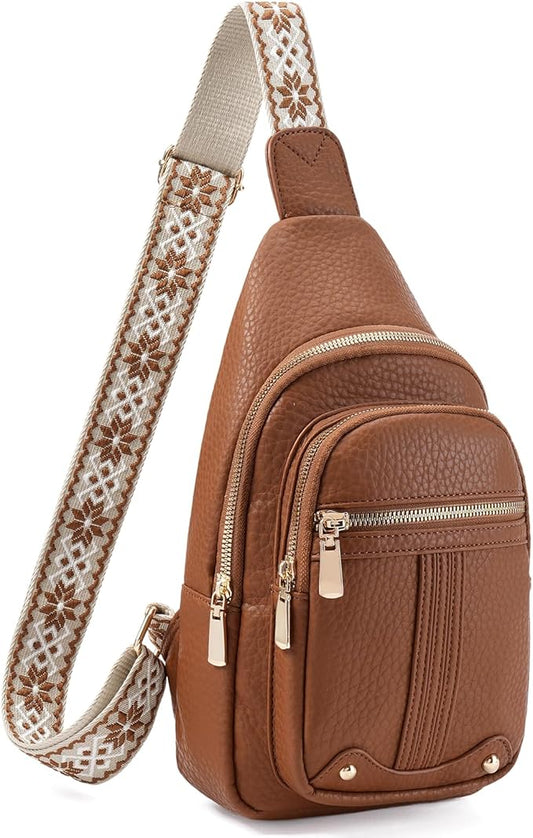 GAEKEAO Sling Bag for Women Crossbody Bags Fanny Pack Vegan Leather Chest Bag Travel Shoulder Belt Purse Backpack Gifts