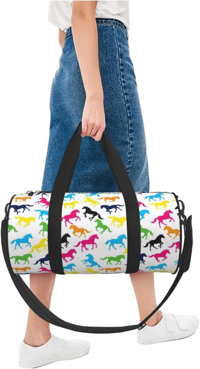 Gym Bag for Women & Men Colorful Horse, Lightweight Duffel Bag Carry On Bags Travel Bag Waterproof for Workout Sport Travel