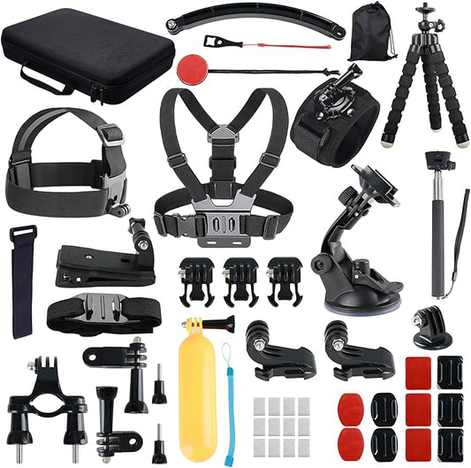 Action Camera Accessory for GoPro Hero 12/11/10/9/8/7/6/5 DJI Osmo Action 5 Pro/Action 4 / Action 3, AKASO EK7000 Insta360 X2 X3 DBPOWER APEMAN Yi VicTsing