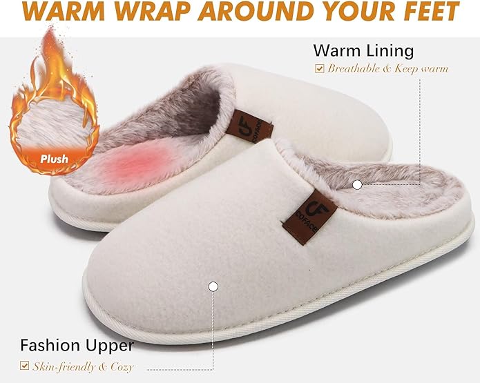 COFACE Mens Cozy Memory Foam Scuff Slippers Casual Slip On Warm House Shoes Indoor/Outdoor Sandal Slippers With Arch Support Rubber Sole Size 7-15