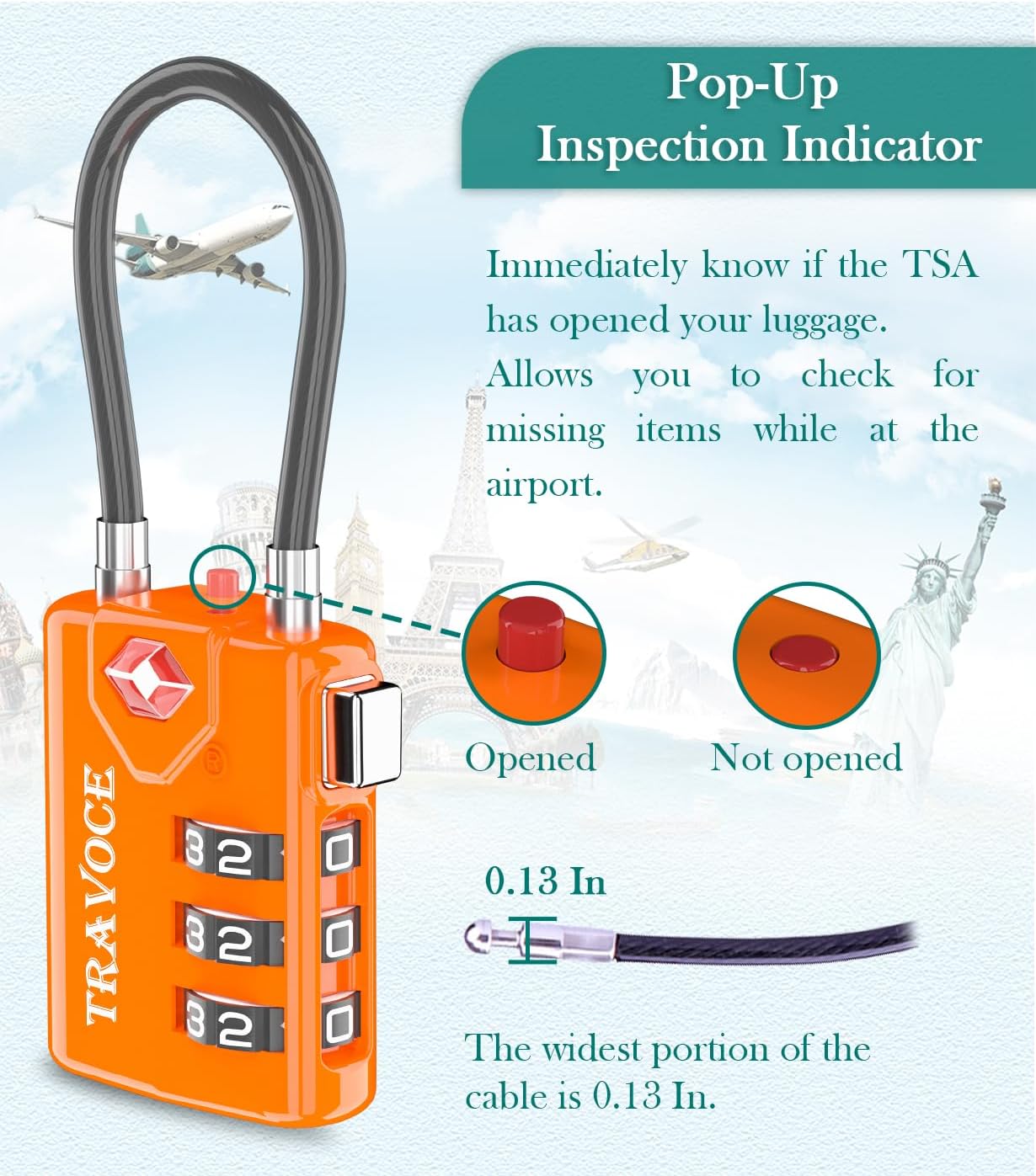 TSA Approved Luggage Locks, Travel Locks Which Also Work Great as Gym Locks, Toolbox Lock, Backpack and More, Orange 4 Pack