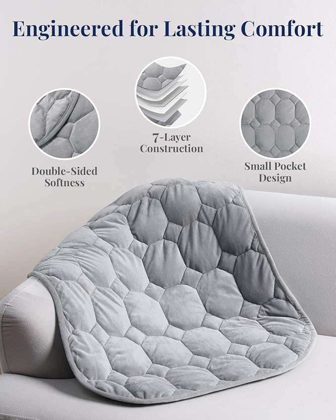 Kivik Weighted Blanket for Travel 5 lbs, Weighted Lap Blanket 29"x33", Full-Body Coverage & Lightweight, Weighted Lap Pad for Adults, Unique, Grey
