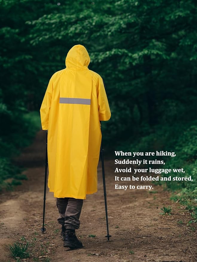 ANYOO Waterproof Rain Jacket for Men Women Lightweight Long Sleeve Raincoat with Hood Emergency Rain Poncho Adults for Hiking