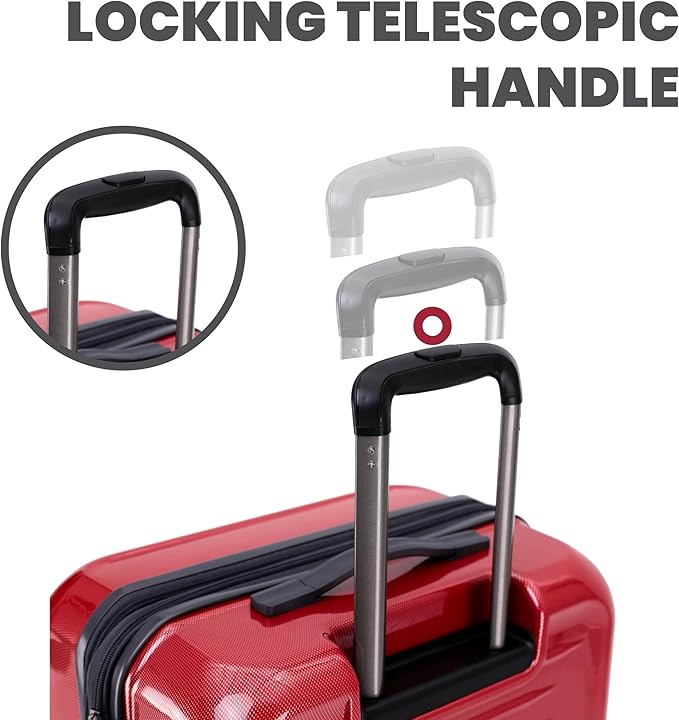 Spyder Rails Expandable Hardside Upright Suitcase with 360° Spinner Wheels, TSA Approved Lock (Red, 3-Piece Set)