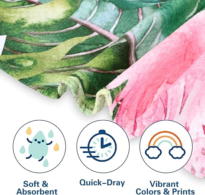 LIVILAN Flamingo Beach Towel, 30" x 60" Microfiber, Quick Dry, Sand Free, for Pool, Bath, Yoga, Tropical Design, Great for Girls, Women, Flamingo Gifts