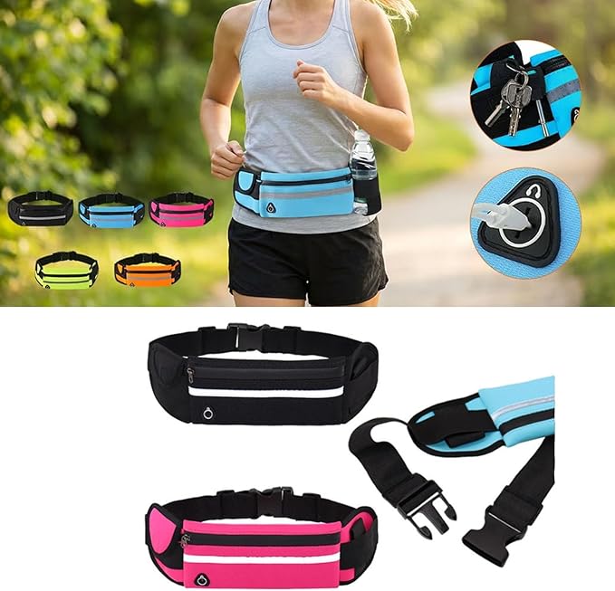 Anti-Theft Invisible Waist Bag, Money Belt for Travel with Hidden Compartment, Waterproof Slim Waist Pack for Phone Passport Cash, Running Cycling Hiking Fitness Security Belt Bag (Green+Orange)