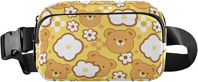 Kawaii Bear Clouds Flowers Fanny Pack for Women Men Water Resistant Fashion Waist Packs with Adjustable Strap Belt Bag for Travel Workout Jogging Hiking 21219067