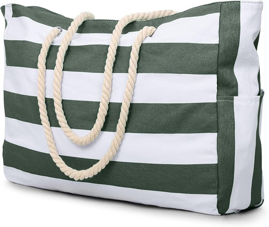 Becokan Beach Bags for Women Large Waterproof Beach Tote Bag Zipper Beach Bags Waterproof Sandproof Swim Pool Bag Large Tote