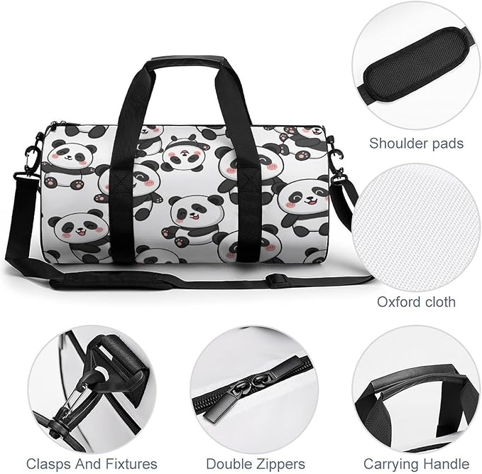 Travel Sports Lightweight Carry On Bag Cute Panda (6) Weekender Overnight Bag Dance Sports Gymnastics Bags for Men Women