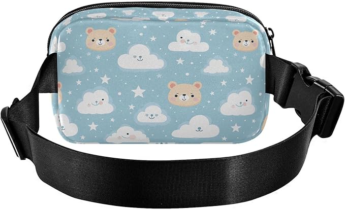 Cute Bear Clouds Stars Fanny Pack for Women Men Water Resistant Fashion Waist Packs with Adjustable Strap Belt Bag for Travel Workout Jogging Hiking 21219789