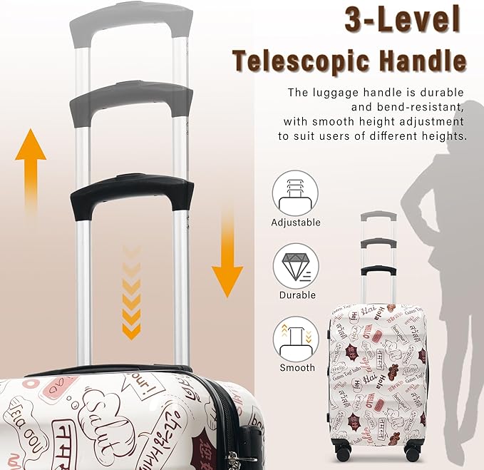 28 Inch Large Checked Luggage Hardside Suitcase with Spinner Wheels, Lightweight Expandable Hard Shell ABS Suitcases with TSA Lock, Large Travel Luggage for Women, Men, Cute White