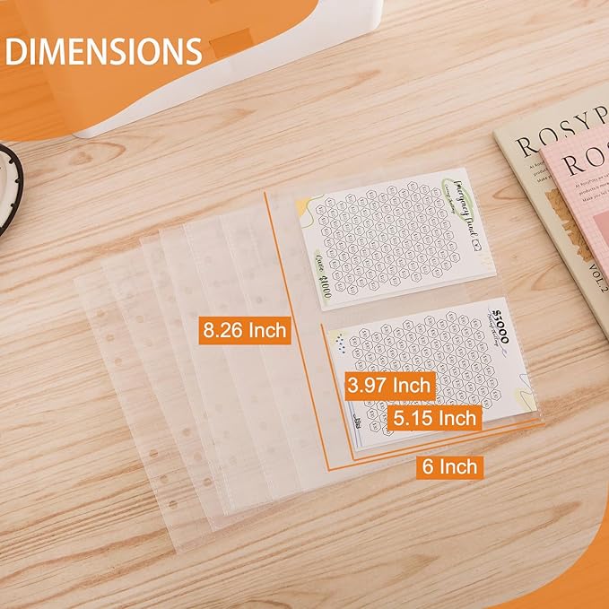 30pcs Pocket Sleeves for A5 6 Ring Binder, 2-Pocket Double-Sided Sheets Inserts Refill Pages for Kpop photocard, Savings Challenges, Sticker Collecting Album Binder (90 Micron Thickness per Layer)