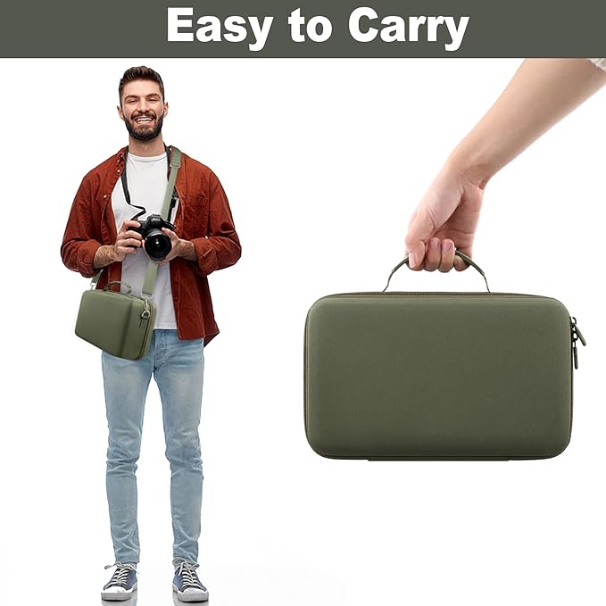khanka Camera Case for Canon EOS Rebel T7/T100/T6/R50/R100/R5/R7/R8/R6 Mark II/SL3 DSLR Camera,Travel Protective Carrying Case for Canon EOS Rebel Camera and 18-55mm/18-45mm Lens(Military Green Case)