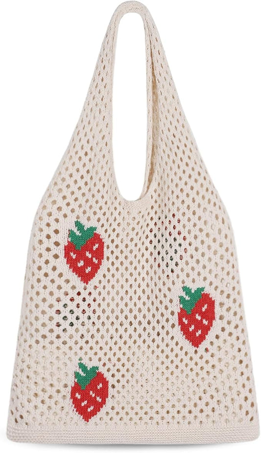 Sightor Crochet Tote Bag, Mesh Beach Bag Knit Summer Hobo Bag Vacation Boho Tote Bag for Women