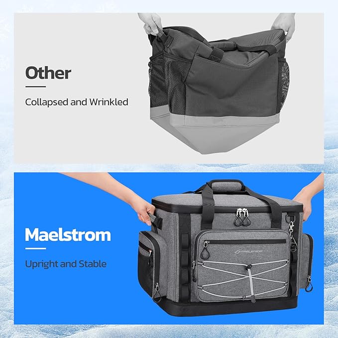 Maelstrom 80 Can Soft Sided Cooler Bag, Insulated Hard-Bottom, Leakproof, Portable, Gray