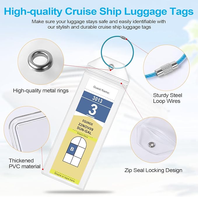 Cruise Luggage Tag Holder for Royal Caribbean Ships & Celebrity, 6Pack Clear Tags Cruise Travel Essentials for 2025-2026