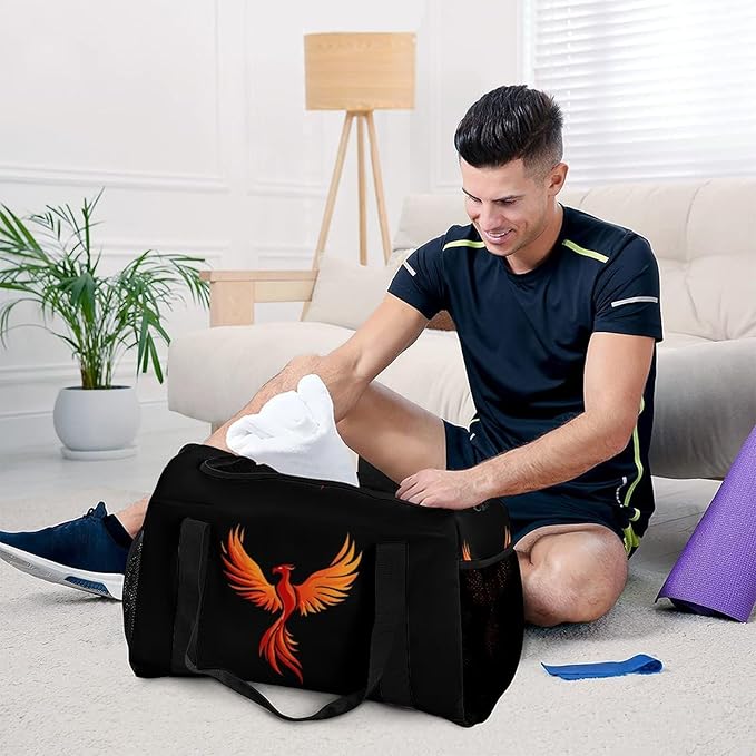 Phoenixes Rising Duffle Bag Gym Bag for Workout Travel Tote with Detachable Straps
