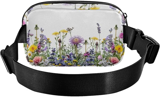 Spring Wild Flowers Fanny Pack for Women Men Water Resistant Fashion Waist Packs with Adjustable Strap Belt Bag for Travel Workout Jogging Hiking 21220005