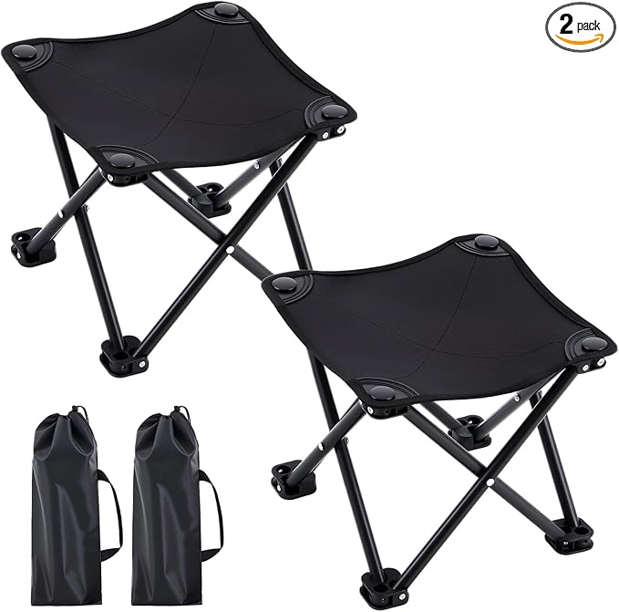 Ripeng 2 Pcs Portable Airplane Travel Foot Rest, Folding Camping Stool, Under Desk Foot Rest at Work for Long Flight, Home and Office Outdoor Hiking Fishing with Carry Bag