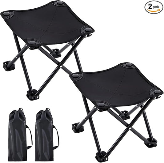 Ripeng 2 Pcs Portable Airplane Travel Foot Rest, Folding Camping Stool, Under Desk Foot Rest at Work for Long Flight, Home and Office Outdoor Hiking Fishing with Carry Bag