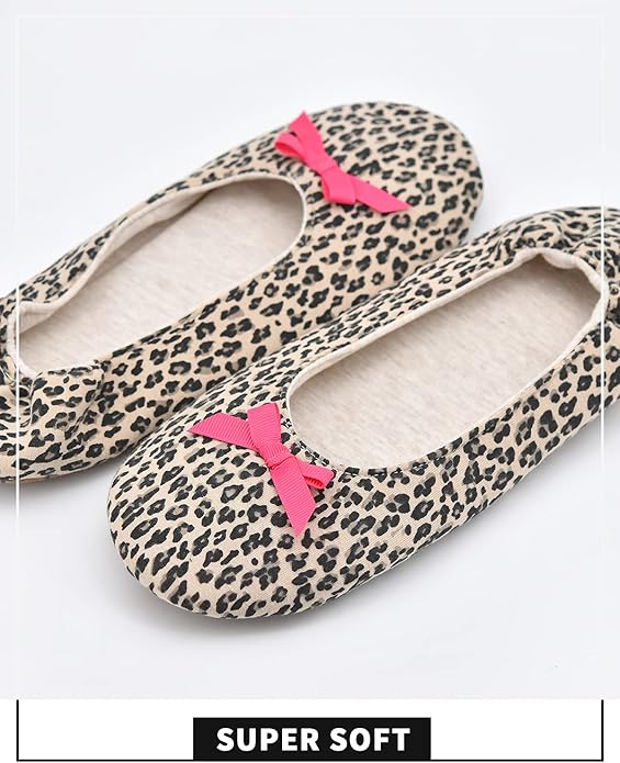 Panda Bros Women's Ballerina House Slippers,Anti-Skid Comfy Warm Ballet Style Slippers