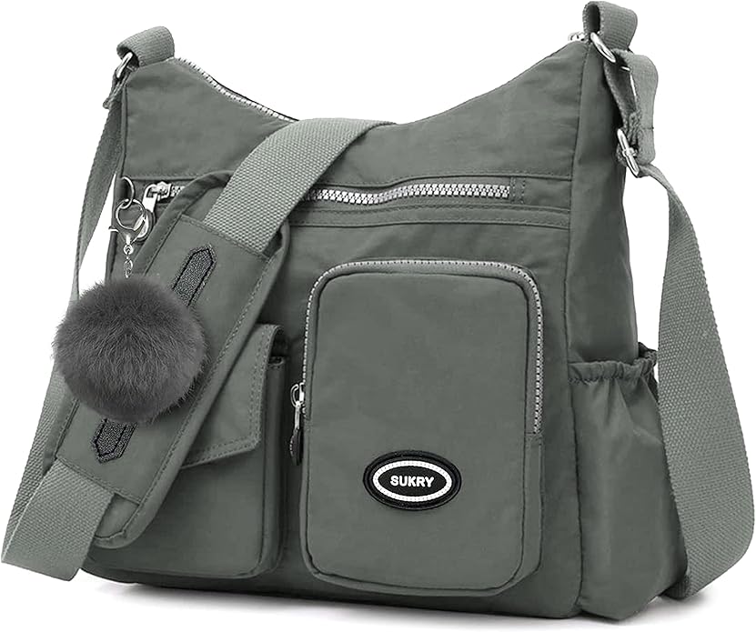 SUKRY Nylon Crossbody Bag for Women with Anti theft RFID Pocket, Waterproof Shoulder Bag Travel Purses and Handbag