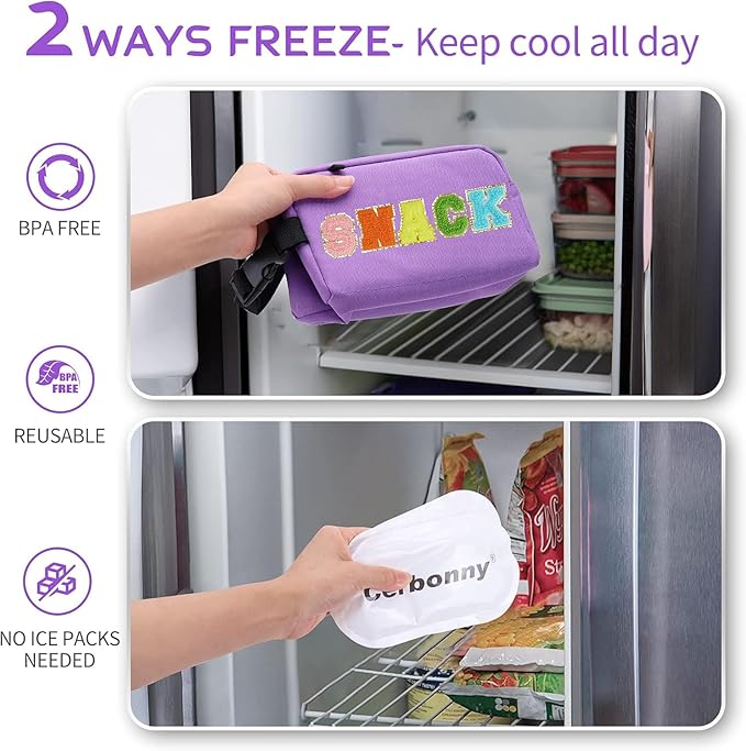 Freezable Lunch Bag,Freezable Snack Bag,Mini Cooler Bag for Travel/Work/School,Small Insulated Bag,Small Cooler Lunch Box with Ice Packs,Insulated Snack Bag,Freezable Snack Box with Handle Buckle