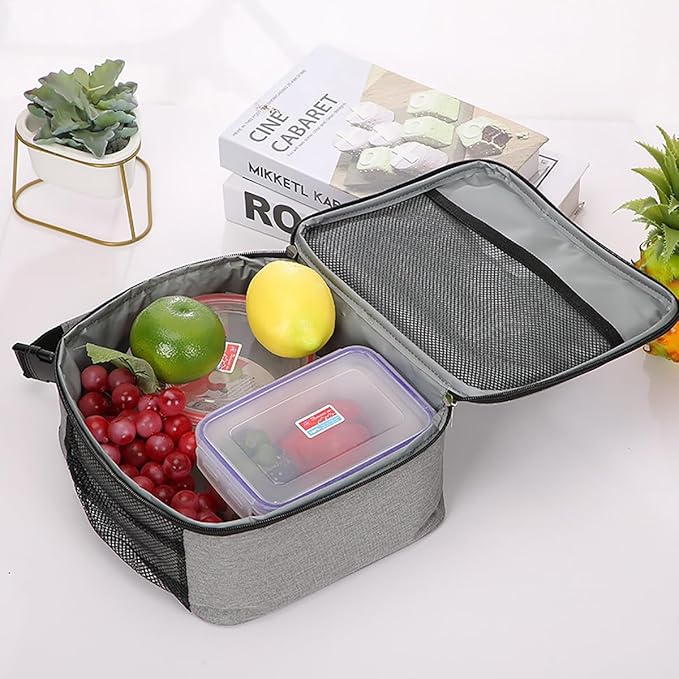 Insulated Lunch Bag for Men and Women, Leakproof Lunch Box with Mesh Pockets for Work, Gym, Travel or Camping, Lightweight and Easy Clean