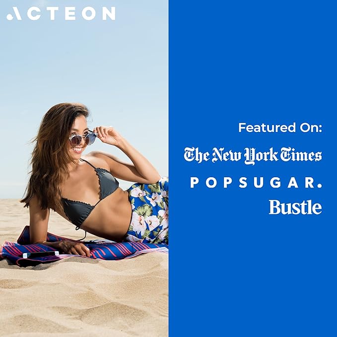 Acteon Large Microfiber Beach Towel, 64" x 30" Quick Dry Odor-Free Technology, Men & Women Fast Drying Absorbent Swim Towels for Swimmers, Sand, Pool, Travel, Hiking, Gym, Camping, Bath
