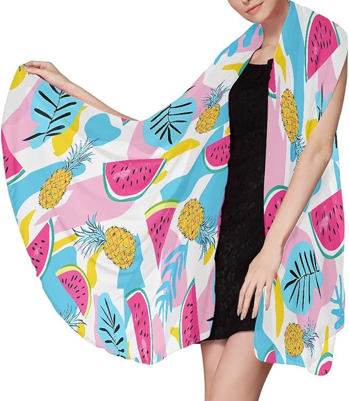 Soft Beach Towel 110x78 inch,Woven Microfiber Sand Free Beach Towel Lightweight Beach Bath Towel for Adult Teenagers, Quick Dry Pool Towel Decorative Size L, Watermelon Pineapple Print
