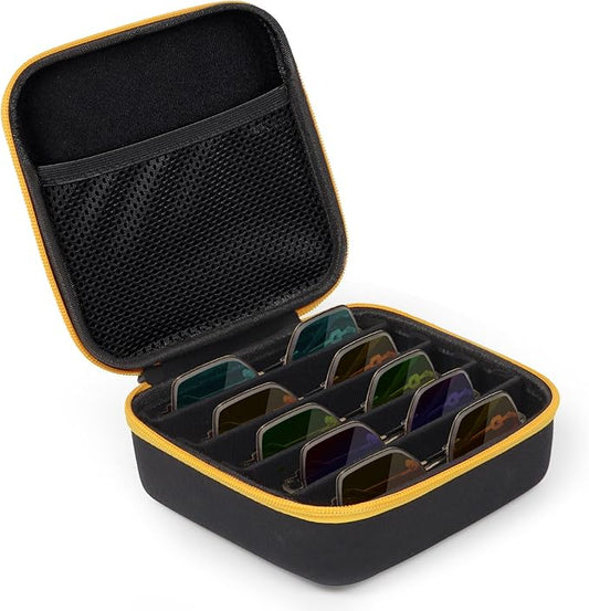 Travel Sunglasses Organizer Case with 5 Adjustable Slots, Multiple Pairs Eyeglass Portable Eyewear Box for Men Women