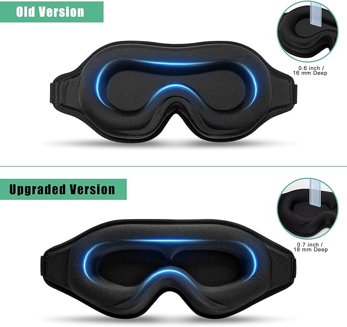 BeeVines 2 Pack 3D Sleep Mask Eye Mask for False Eyelash Extensions for Men & Women, Eye Mask for Sleeping with Adjustable Strap, 100% Blackout Eye Covers Night Sleep Blindfold for Yoga Travel