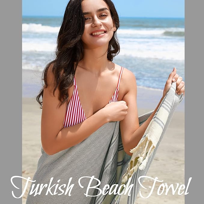 Your Choice Turkish Beach Towel (71x41) - 100% Cotton Turkish Towel, Sand Free Quick Dry Oversized, Lightweight Compact Travel Towel - Color Dark Grey