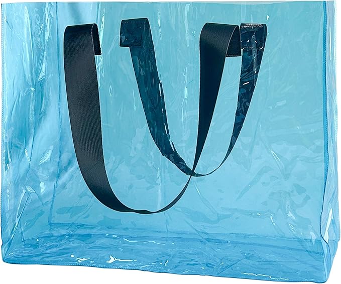 Holographic PVC Beach Bag Waterproof - 18×13×6inch Large Clear Tote for Women Men Pool Travel Sandproof Carry All
