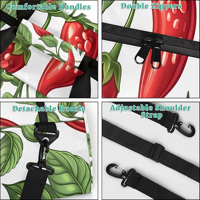 Green Leaf Chili Pepper Kids-Duffel-Bags Gymnastics Dance Bag Carry-On Overnight Travel Gym Lightweight Dance Sports Bags For Girls Boys Kids，