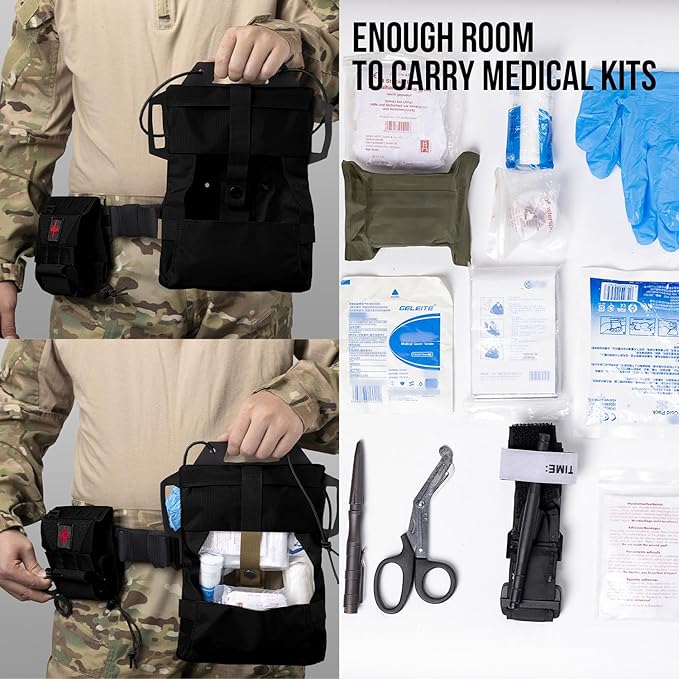 Tactical IFAK Pouch, Rapid Tear-Away First Aid Kit Two-Piece System Medical Pouches Emergency Survival Bag for Outdoor Travel Hiking