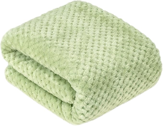 Fuzzy Sherpa Reversible Blanket for Baby, Soft Warm Cozy Coral Fleece Toddler, Infant or Newborn Reversible Blanket for Crib, Stroller, Travel, 40”×60”, Pastel Green