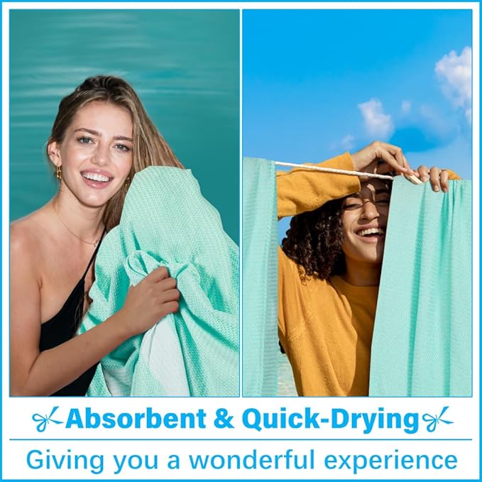 Oversized Turkish Beach Towel Blanket XXL Cotton Sandproof Towels Boho Woven Extra Large Big Sand Free Giant Throw Blankets Huge Quilt XL Picnic Camping Necessities Cloud For Adult Gifts Aqua