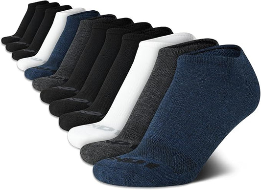 AND1 Mens No Show Socks - 12 Pack Performance Stretch Athletic Compression Socks for Men - Sports Low Cut Socks (6-12.5)