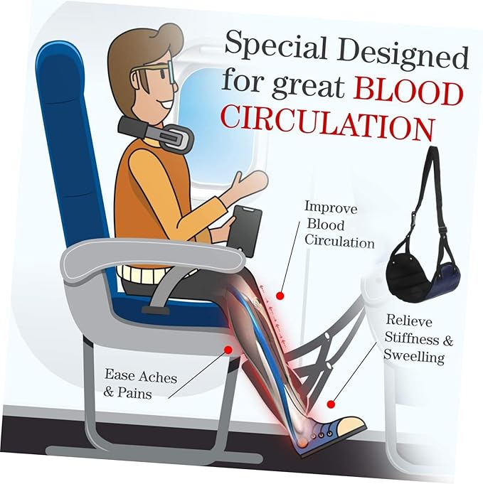 Airplane Foot Hammock Compact Travel Footrest Foot Rest Buckle for Comfortable Flight