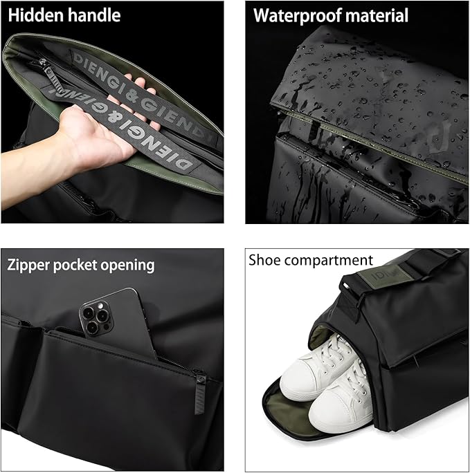 Gym Bag for Women Men with Shoe Compartment, Small Sport Duffle Gym Tote Bag with Wet Pocket, Waterproof Travel Duffle Bag Workout Dance Yoga Bag