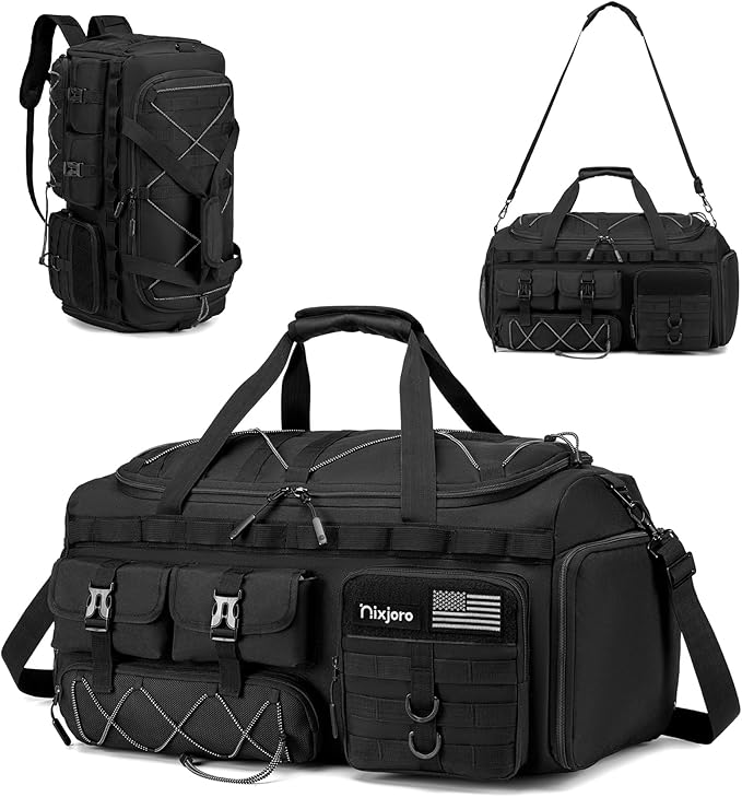 Tactical Gym Bag for Men Women, Carry On Luggage 22x14x9 Airline Approved 3 in 1 Travel Duffle Bag with Shoe Compartment for Weekender Overnight Range Workout