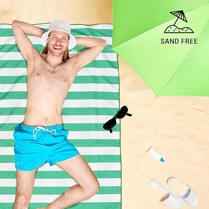 Gogreen Quick Dry Sand Free Beach Towel for Travel Pool Lightweight 71x32 in Absorbent Microfiber Oversized Towels Yoga Bath Camping Sport - Stylish Unique Gift - Stripe