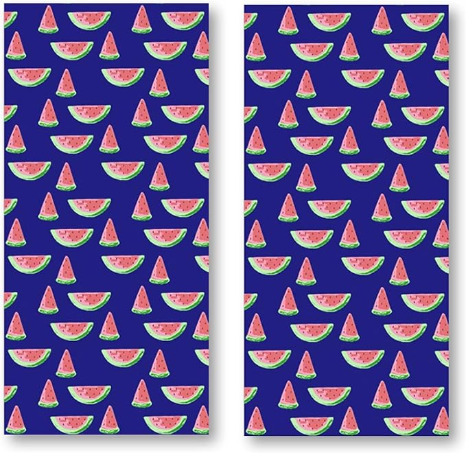 2 Pack Microfiber Beach Towel Set Oversized Large Quick Dry Soft Sand Free Cute Watermelon Design 30×60 inch Beach Towels for Kids Women Men Pool Swim Beach Essentials Accessories -Blue
