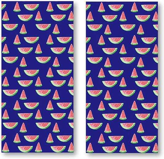2 Pack Microfiber Beach Towel Set Oversized Large Quick Dry Soft Sand Free Cute Watermelon Design 30×60 inch Beach Towels for Kids Women Men Pool Swim Beach Essentials Accessories -Blue