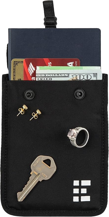 Hidden Bra Wallet - Travel Pouch and Secret Pocket for Passport, Money, Credit Cards - Undercover Stash for All Bra Sizes - Secure, Comfortable, Machine Washable - Black